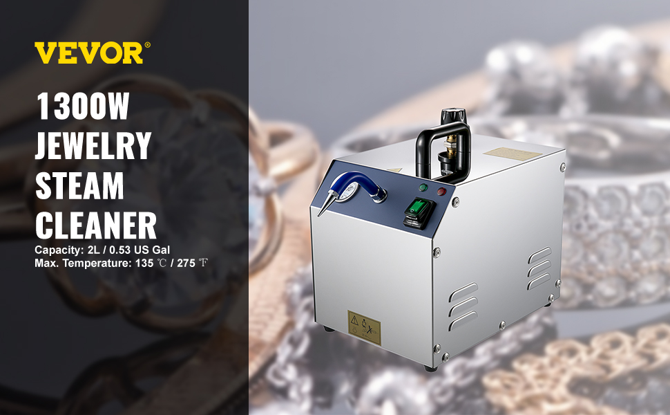 VEVOR VEVOR Jewelry Steam Cleaner Machine 2L 1300W Jet Steam Cleaner