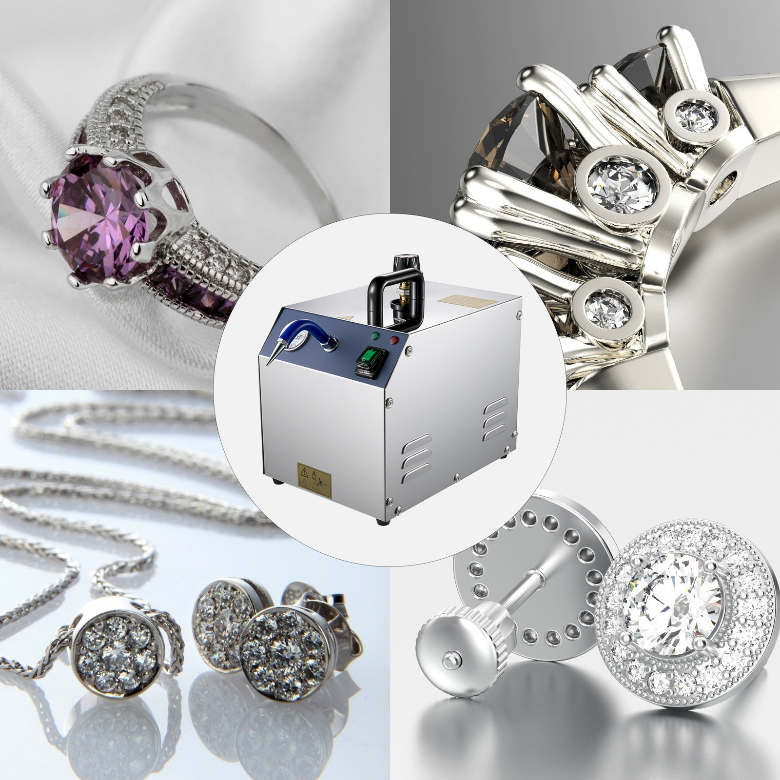 VEVOR VEVOR Jewelry Steam Cleaner Machine 2L 1300W Jet Steam Cleaner