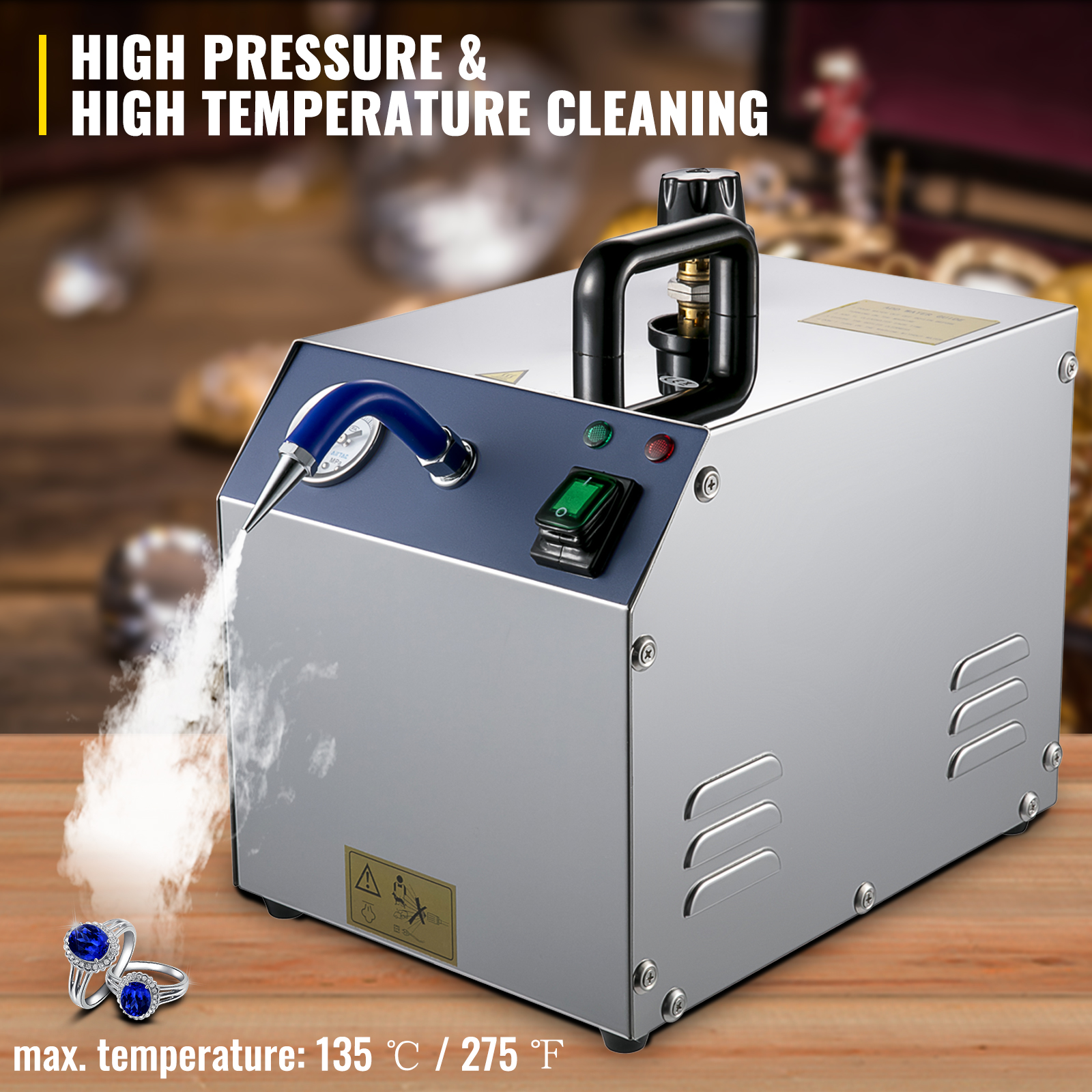 Miumaeov Jewelry Steam Cleaner 1300W 2L Professional Electric Jewelry  Cleaning Machine Stainless Steel Gold & Silver Gem Washer Equipment with  Funnel