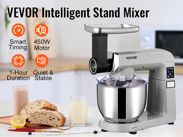 7L - 10L Pro Planetary Stand Mixer 500W 3 Speed Tilt-Head with Beater,  Dough Hook and Wire Whip