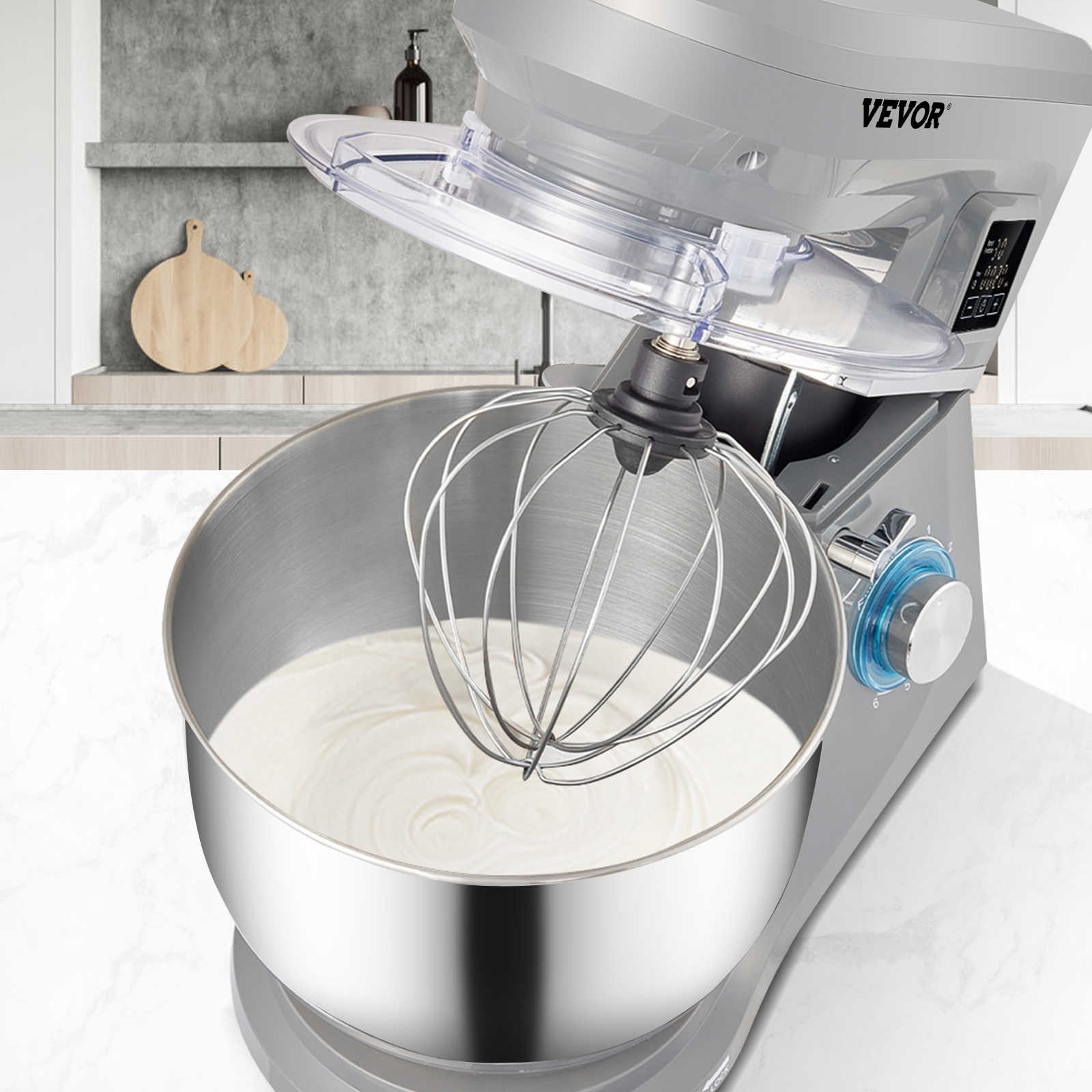 VEVOR Stand Mixer, 660W Electric Dough Mixer with 6 Speeds LCD