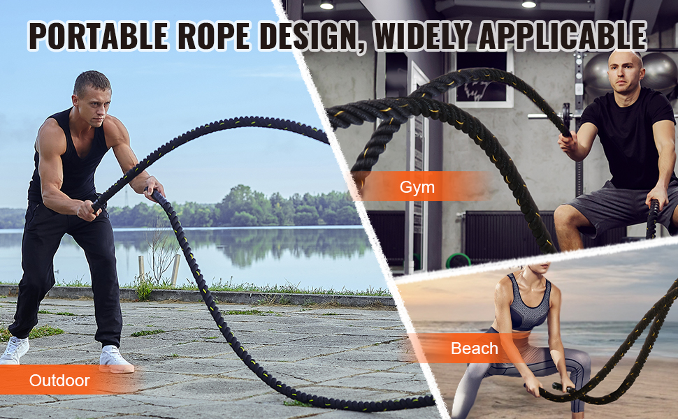 VEVOR Battle Rope 1 5 30Ft Gym Workout Strength Training Exercise 