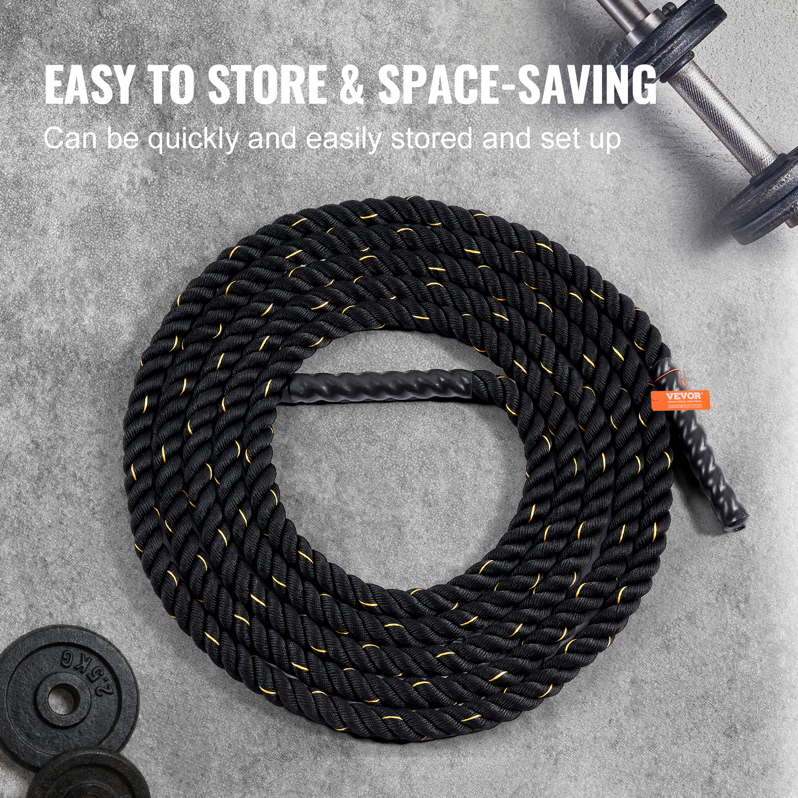 VEVOR Battle Rope 1.5" 40/30 Ft Gym Workout Strength Training Exercise Fitness - Imagen 30 de 50