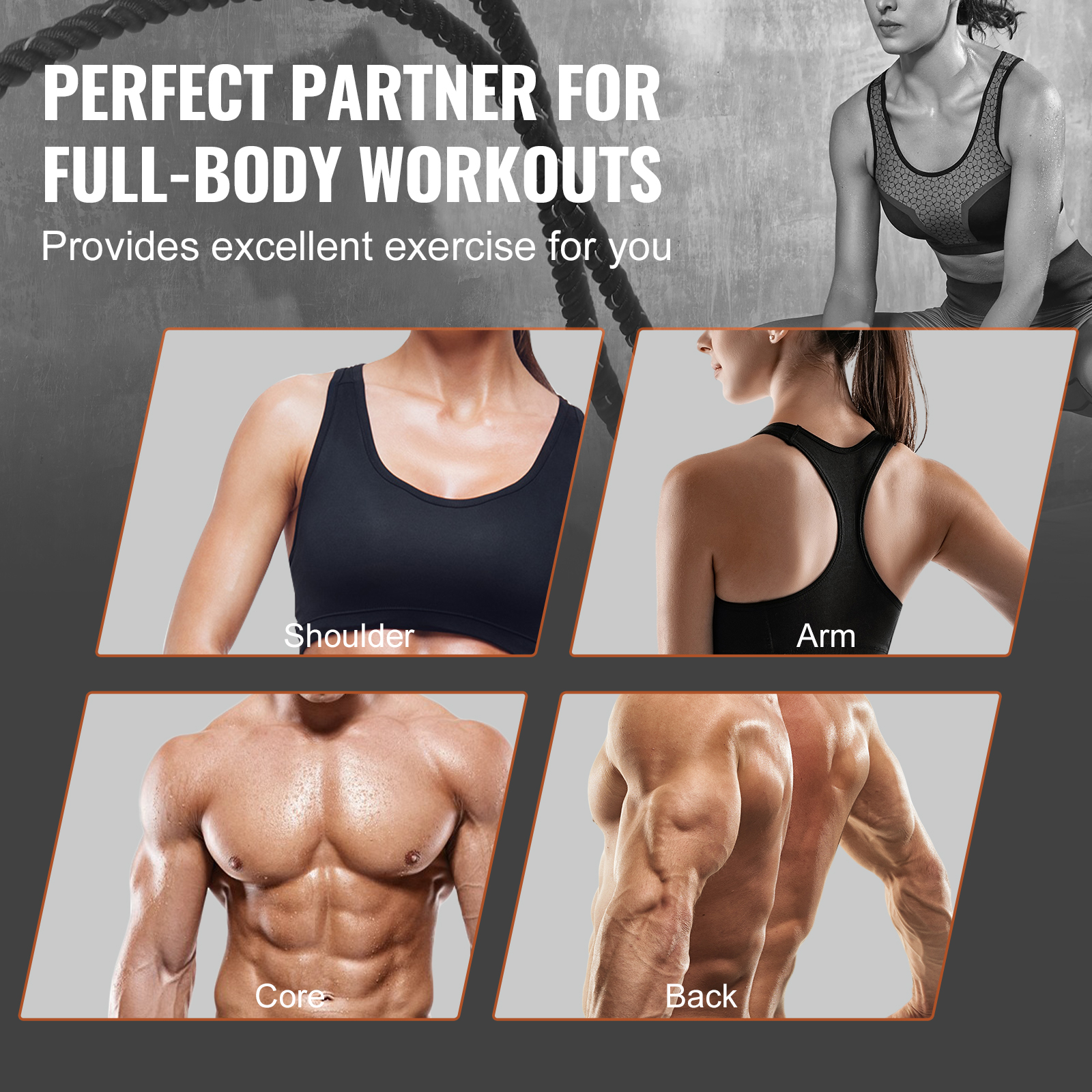 VEVOR Battle Rope 1.5" 40/30 Ft Gym Workout Strength Training Exercise Fitness - Imagen 31 de 50