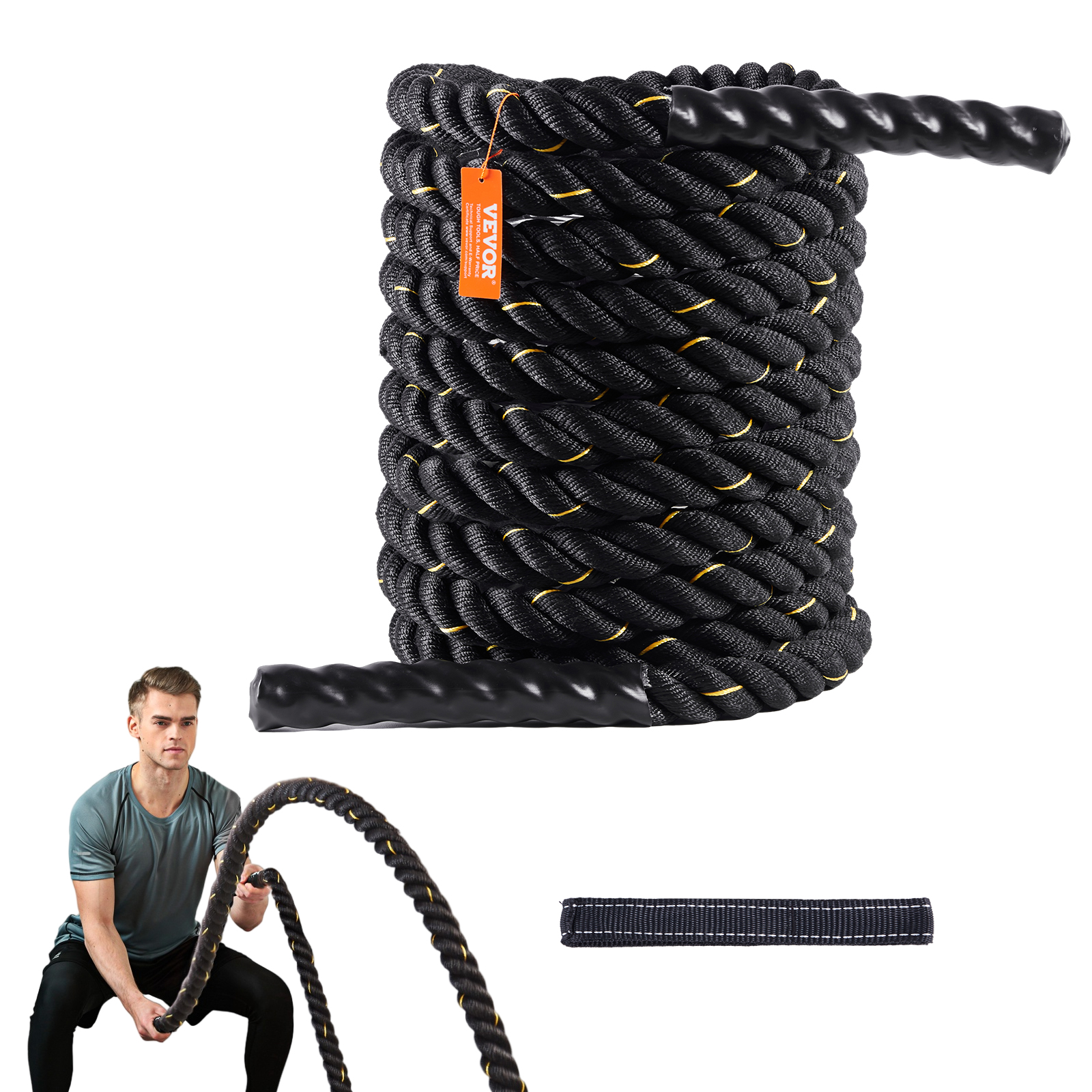 VEVOR Battle Rope 1.5" 40/30 Ft Gym Workout Strength Training Exercise Fitness - Imagen 27 de 50