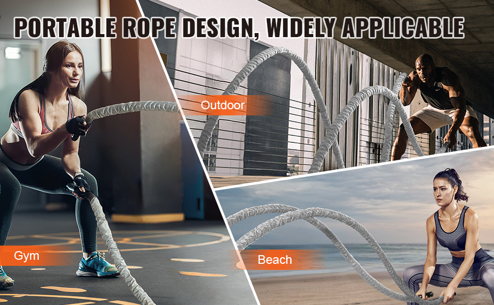 VEVOR Battle Rope 1 5 30Ft Gym Workout Strength Training Exercise 