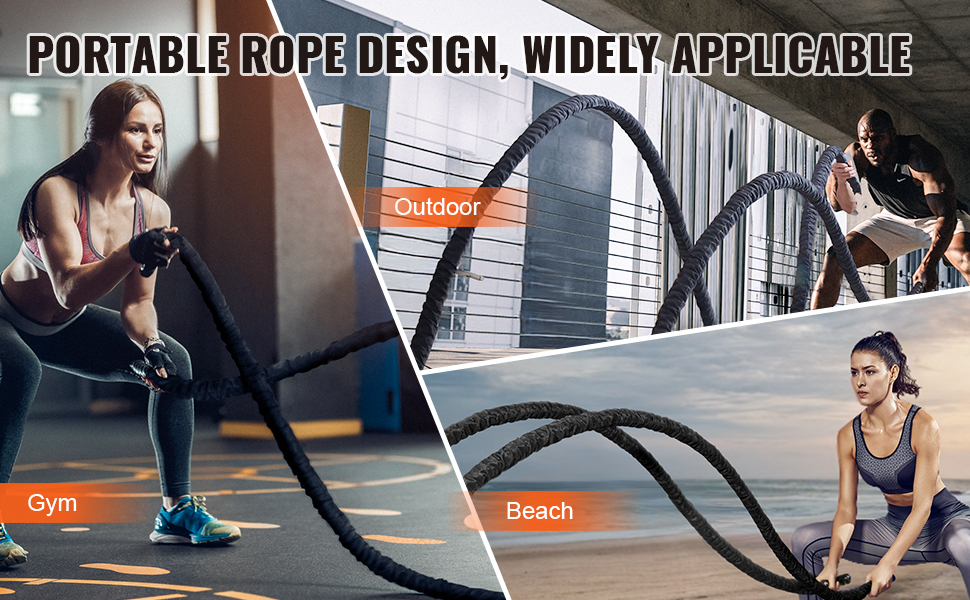 VEVOR Battle Rope 1 5 40Ft Gym Workout Strength Training Exercise 