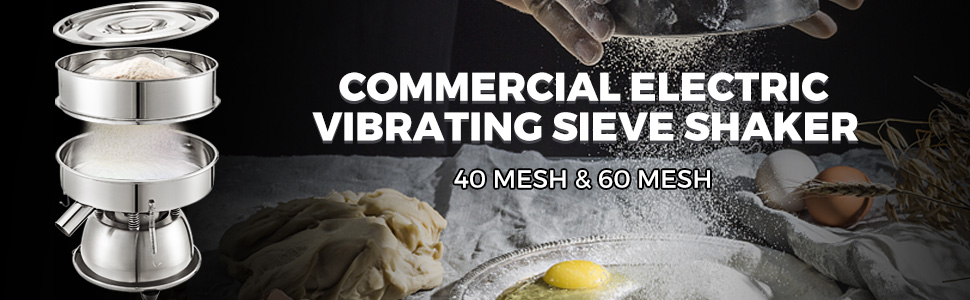 VEVOR Automatic Sieve Shaker Included 40 Mesh + 60 Mesh Flour Sifter  Electric Vibrating Sieve Machine 110V 50W Strainers ZSJ40M60M00000001V1 -  The Home Depot