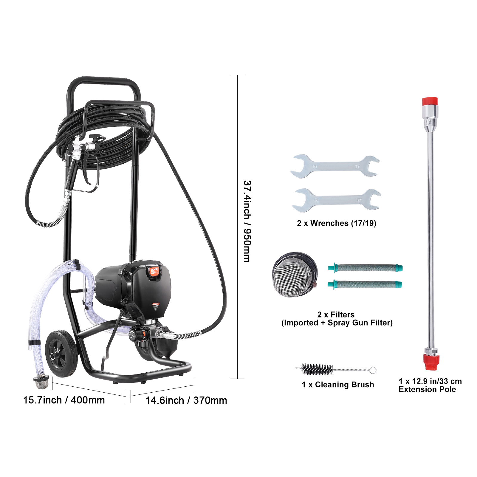 Tuyau Airless 10 M – Pression 3300 Psi, 1/4 Pouce, Bleu, Pour Pistolet Peinture
