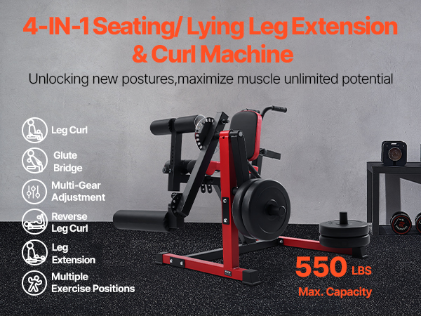 Leg Extension And Curl Machine Seated Leg Rotary Extension Bench 550lbs | CA