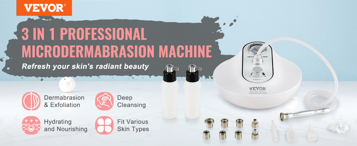 VEVOR Diamond Microdermabrasion Machine 3 in 1 Facial Beauty Equipment for  Salon