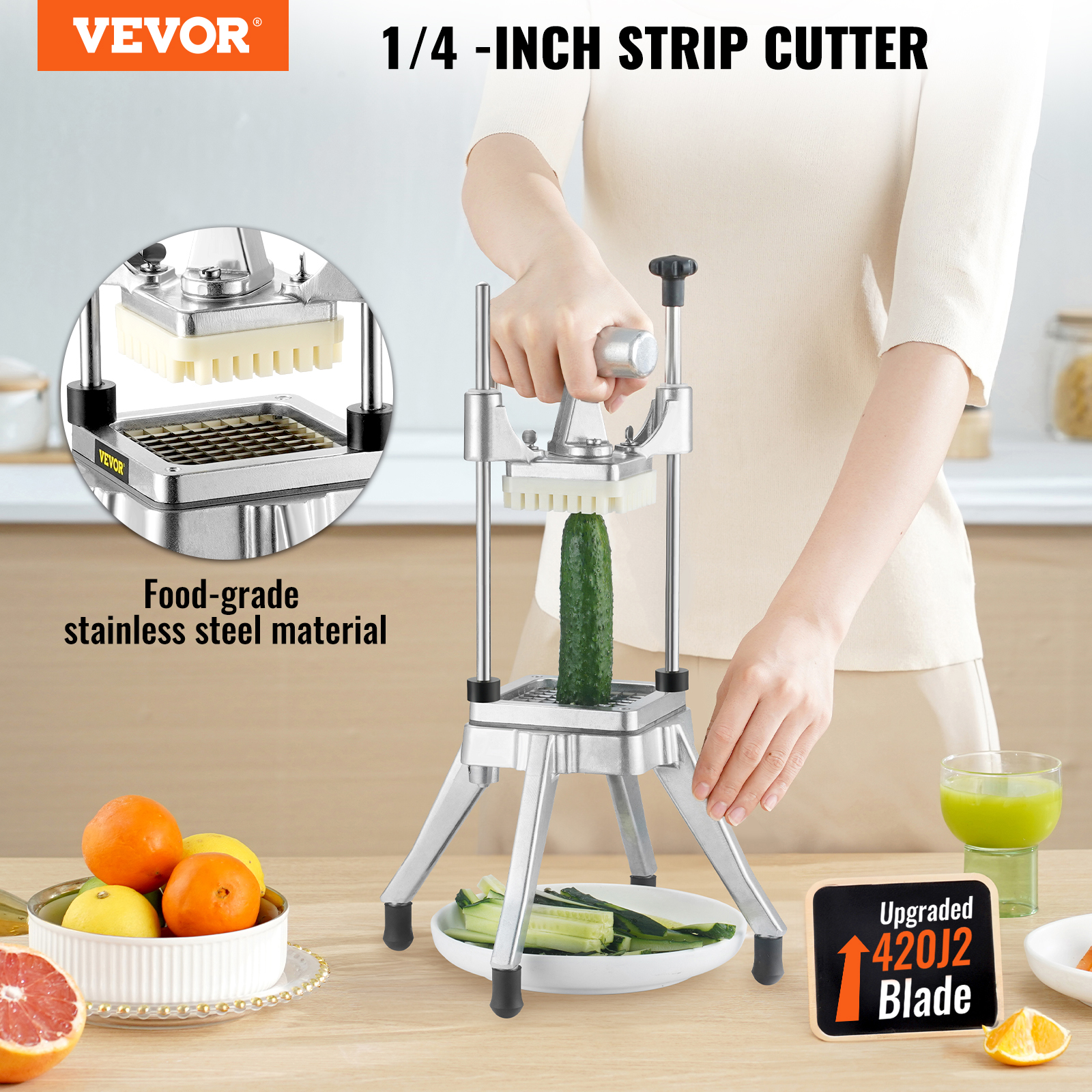 VEVOR Commercial Vegetable Cutter Chopper 1/2/1/4/3/8inch Fruit Vegetable Dicer