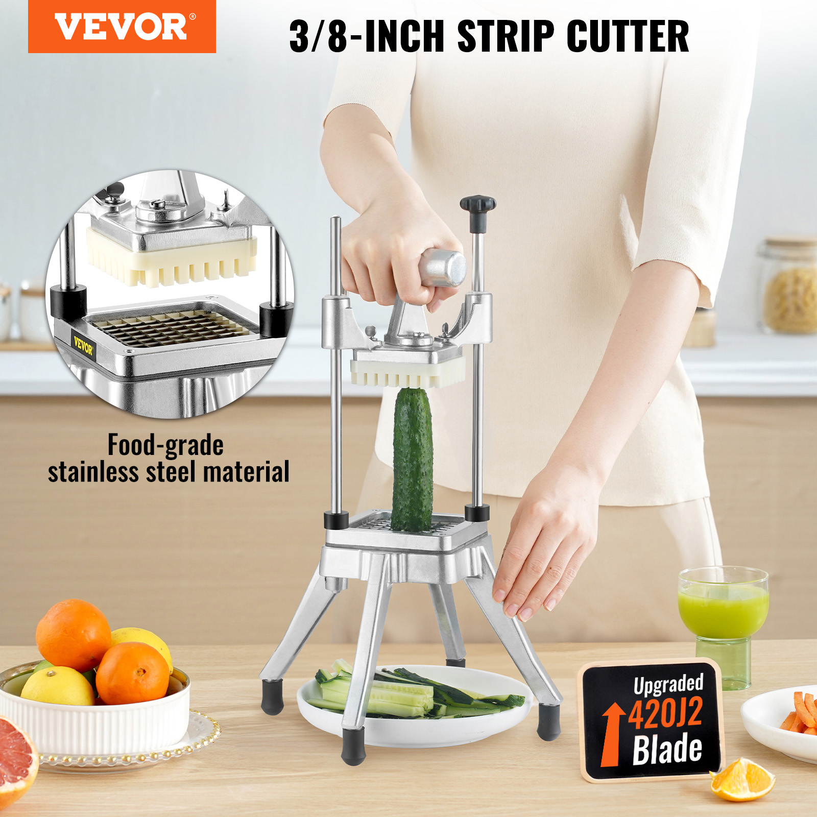 VEVOR Commercial Vegetable Cutter Chopper 1/2/1/4/3/8inch Fruit Vegetable Dicer