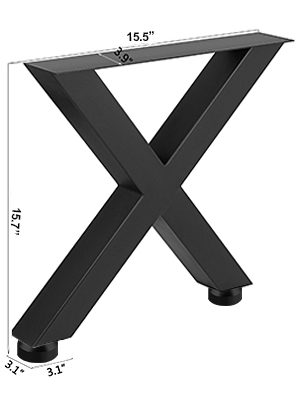 VEVOR ножки стола 400 x 395 мм X-Frame, каркас стола 15,7 x 15,5 дюймов, направляющие из нержавеющей стали, черные, легкая сборка, ножки стола, металлические черные аксессуары для стола, обеденный стол, журнальный столик