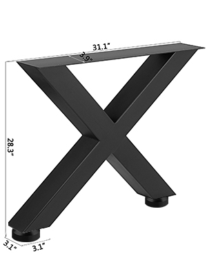 metal table legs, steel, X-frame