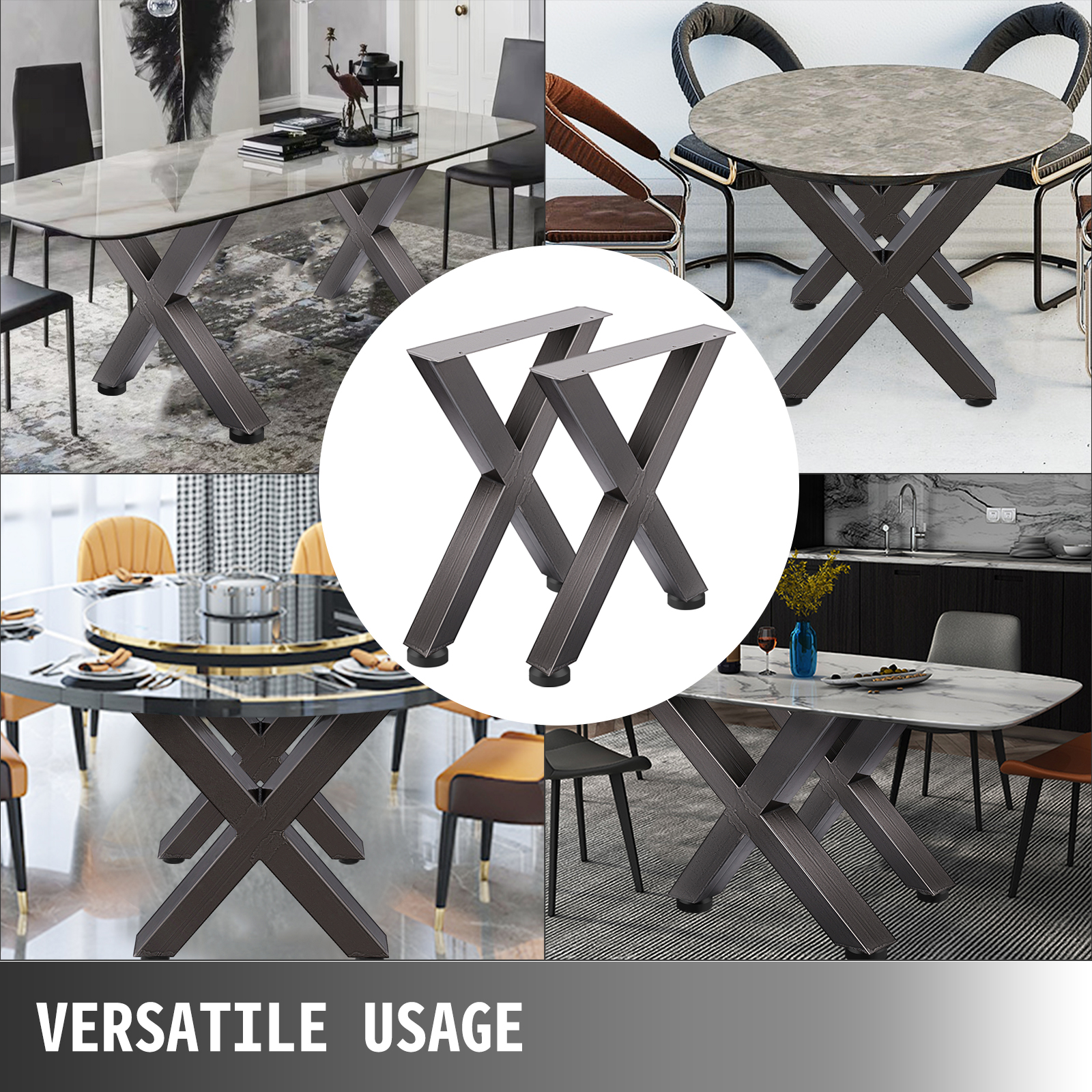 Design 59 Patas de metal para mesa de comedor, base de mesa para  escritorio, cocina, restaurante y otras mesas, patas negras para muebles,  pedestal de
