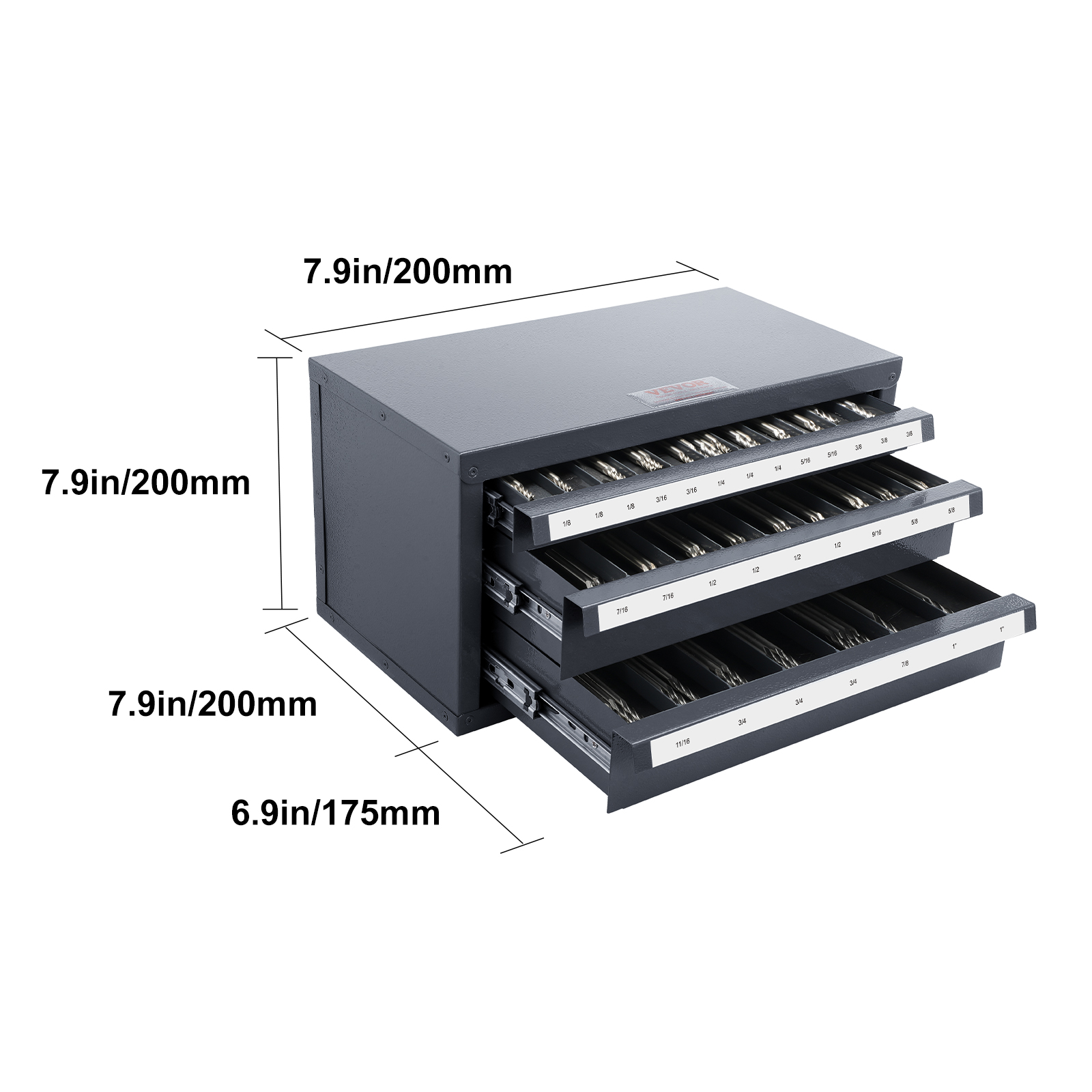 VEVOR End Mill Dispenser Cabinet, Three-Drawer End Mill Organizer ...