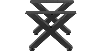 VEVOR Set of 2 Steel Table Legs, 28''Height 24''Wide Dining Table Legs, Heavy Duty 3.1" Square Box Section X Frame Table Legs, 28x24x3.1 Inch Black Color Industrial Country Style Metal Dining Legs