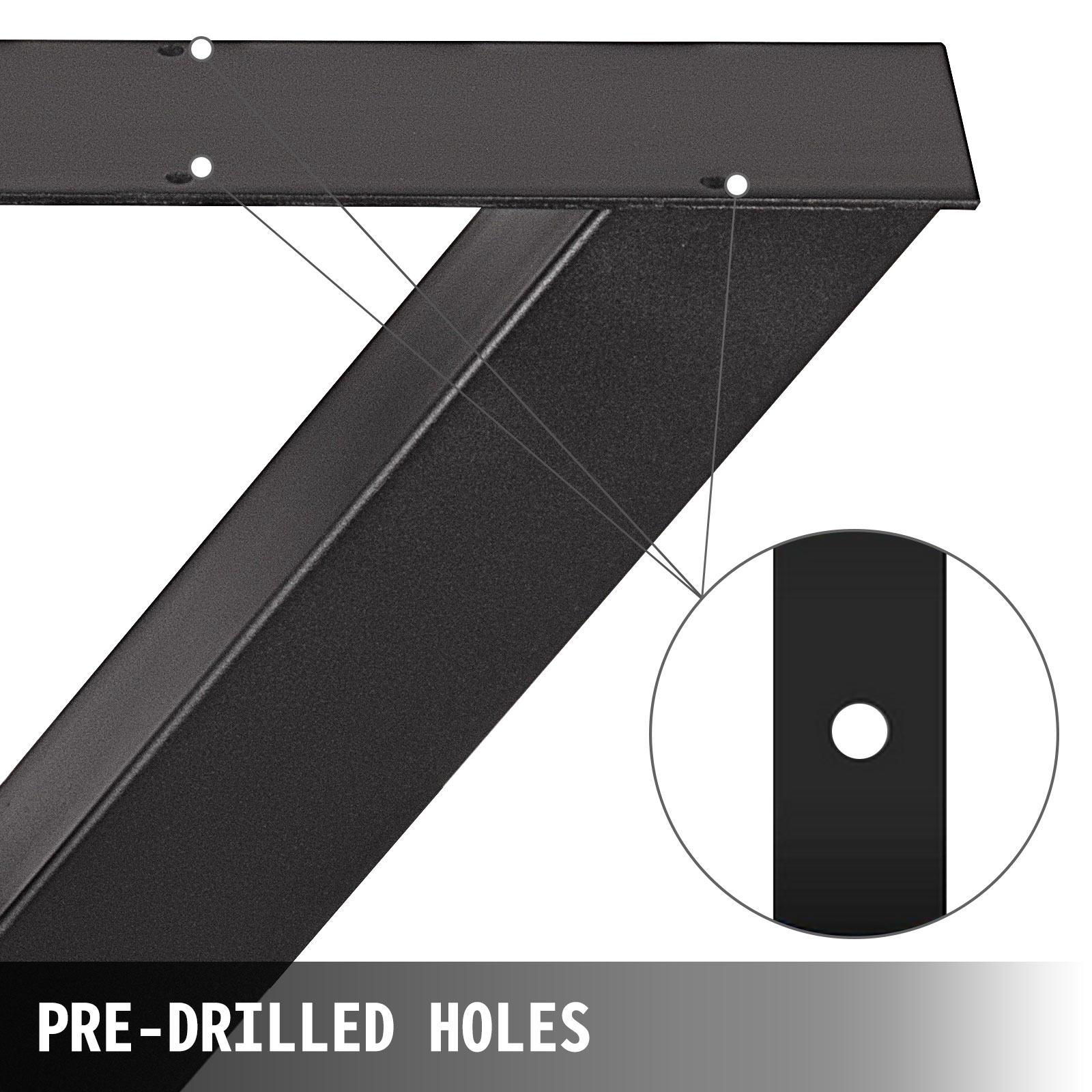 VEVOR Set of 2 Steel Table Legs, 28''Height 24''Wide Dining Table Legs, Heavy Duty 3.1" Square Box Section X Frame Table Legs, 28x24x3.1 Inch Black Color Industrial Country Style Metal Dining Legs