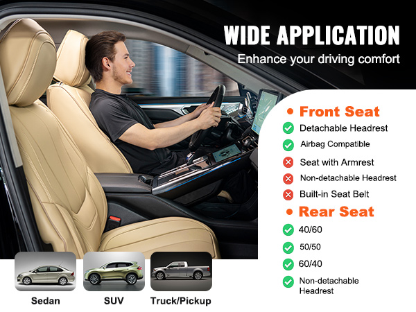 DEA Front Universal PU Faux Leather Car Seat Cover – Single Pad, Black Style