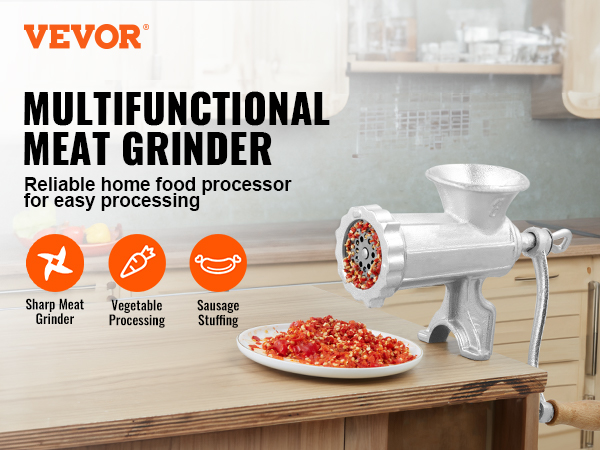 VEVOR Manual Meat Grinder, Heavy Duty Cast Iron Hand Meat Grinder with  Steel Table Clamp, Meat
