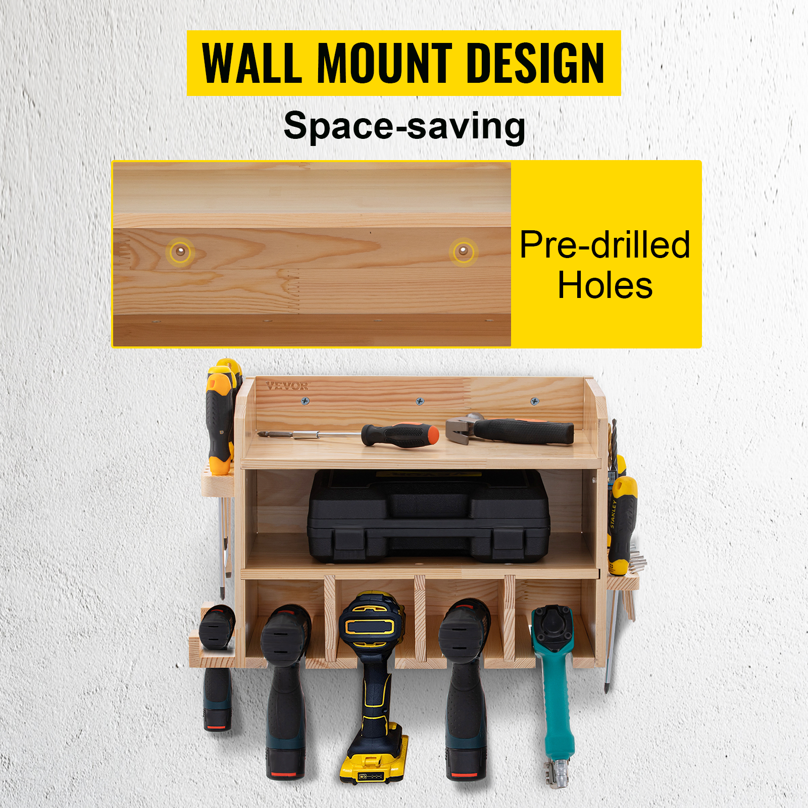 Support mural pour perceuse électrique, outil électrique sans fil, peut  contenir 4 emplacements de charge pour perceuses, organiseur robuste et 2