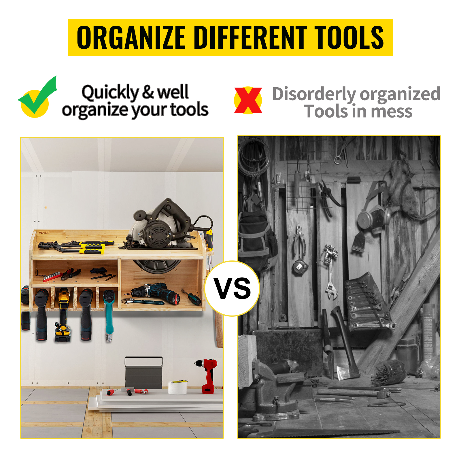 Organizador de herramientas eléctricas, soporte de pared para 8 taladros, 4  capas de metal resistente, organizador de herramientas de garaje y