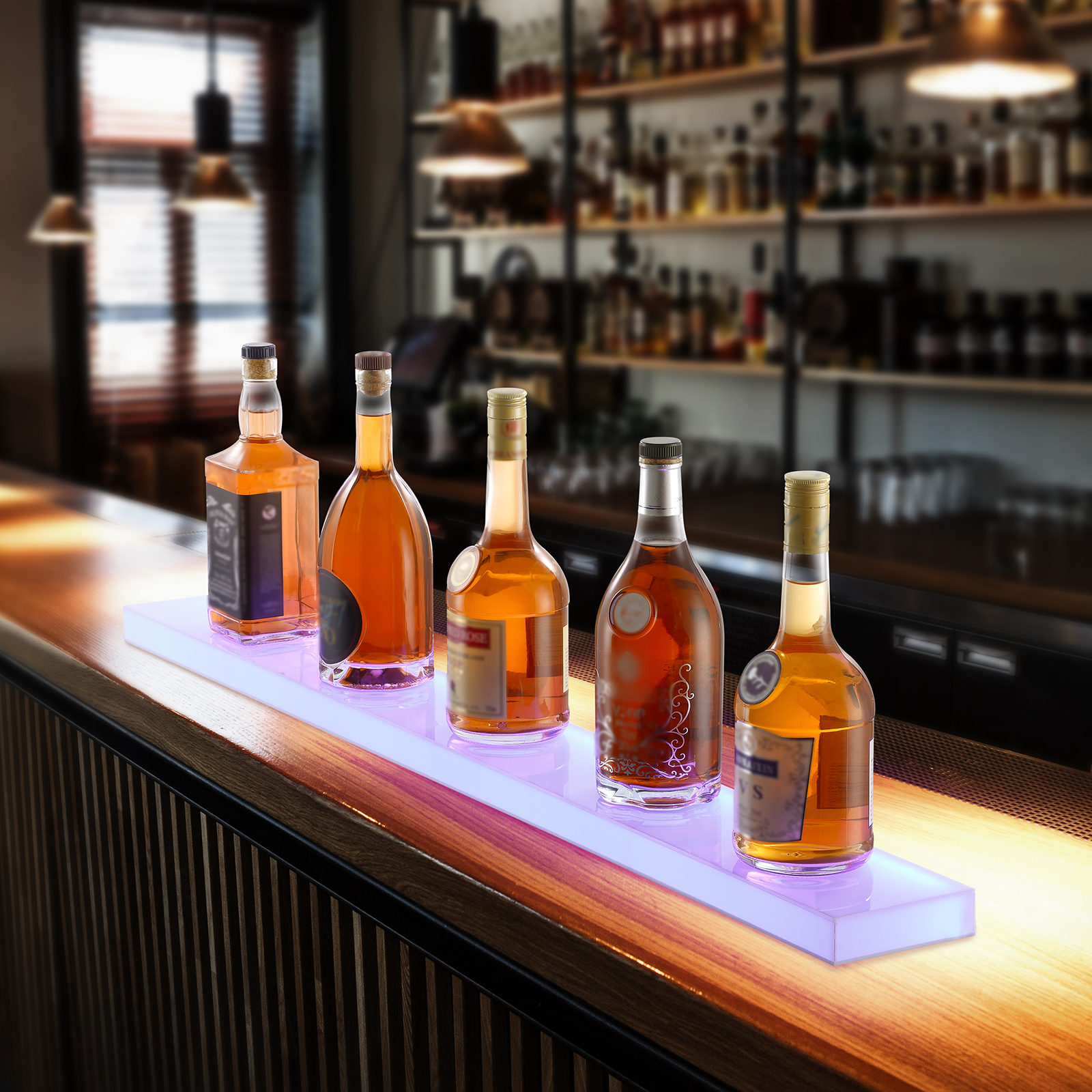 16/48/72"1-4 Steps LED Lighted Liquor Bottle Display Bar Shelf App Control - Picture 34 of 134