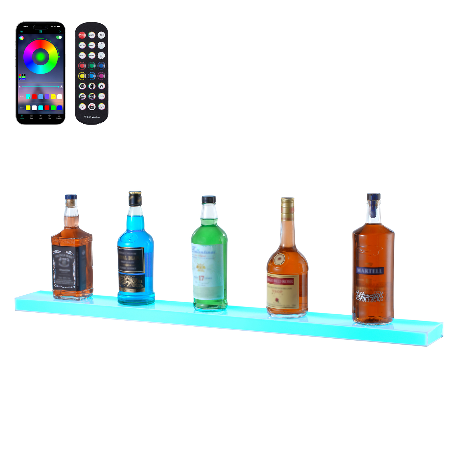 16/48/72"1-4 Steps LED Lighted Liquor Bottle Display Bar Shelf App Control - Picture 27 of 134