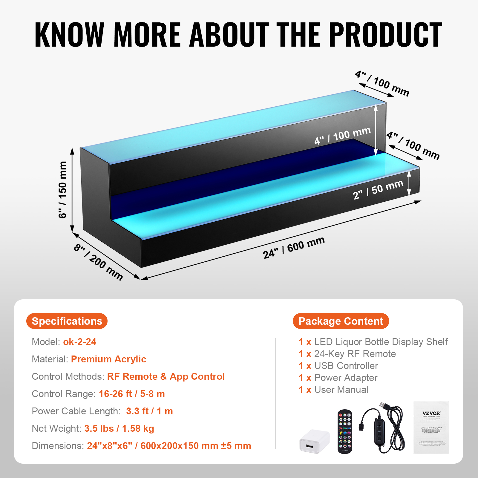 16/48/72"1-4 Steps LED Lighted Liquor Bottle Display Bar Shelf App Control - Picture 92 of 134