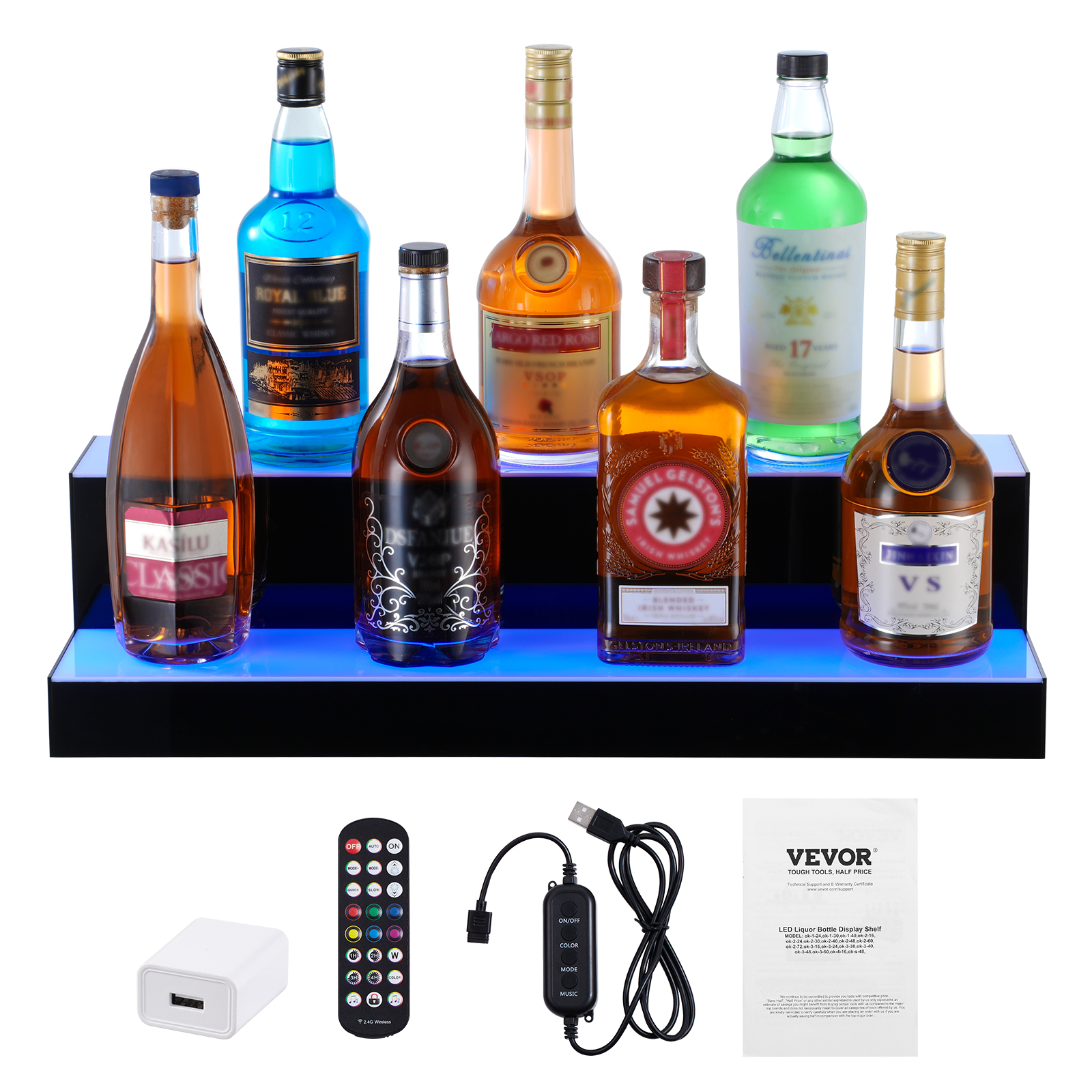 16/48/72"1-4 Steps LED Lighted Liquor Bottle Display Bar Shelf App Control - Picture 95 of 134