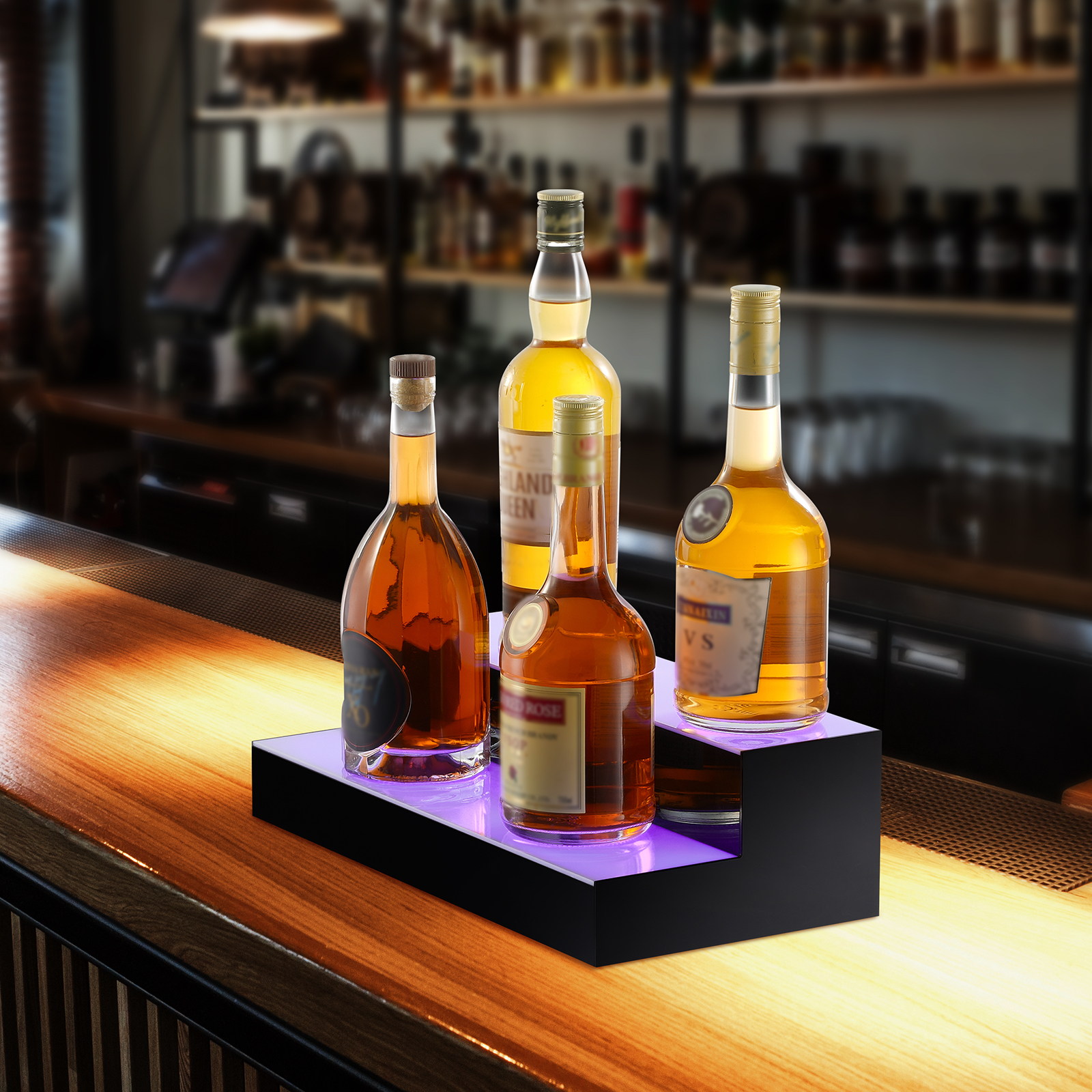 16/48/72"1-4 Steps LED Lighted Liquor Bottle Display Bar Shelf App Control - Picture 70 of 134