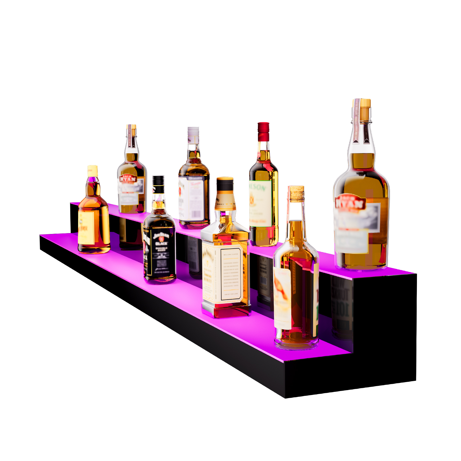 16/48/72"1-4 Steps LED Lighted Liquor Bottle Display Bar Shelf App Control - Picture 122 of 134