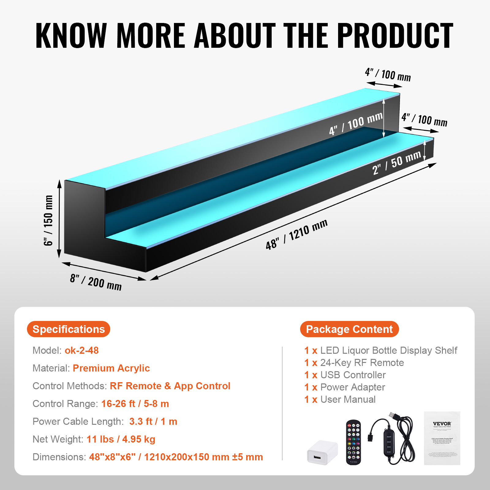 16/48/72"1-4 Steps LED Lighted Liquor Bottle Display Bar Shelf App Control - Picture 56 of 134