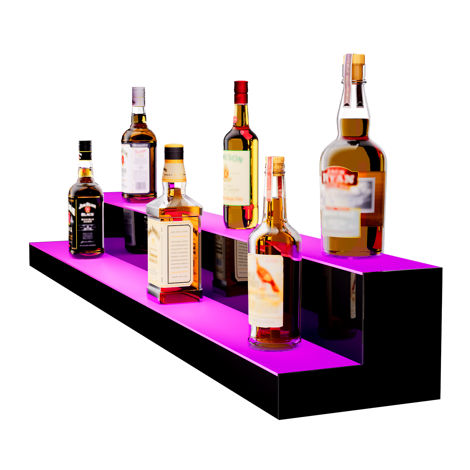 16/48/72"1-4 Steps LED Lighted Liquor Bottle Display Bar Shelf App Control - Picture 62 of 134