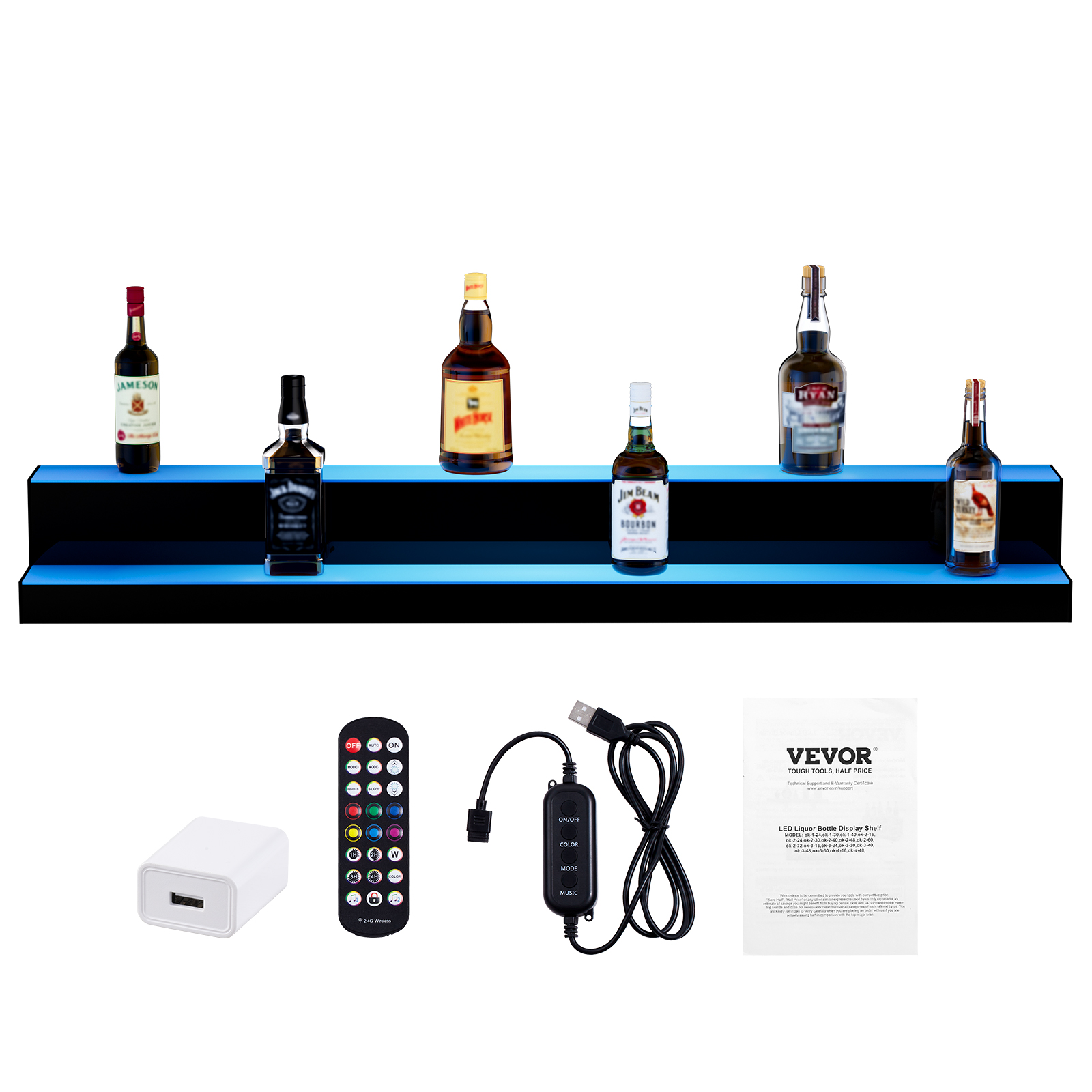 16/48/72"1-4 Steps LED Lighted Liquor Bottle Display Bar Shelf App Control - Picture 59 of 134