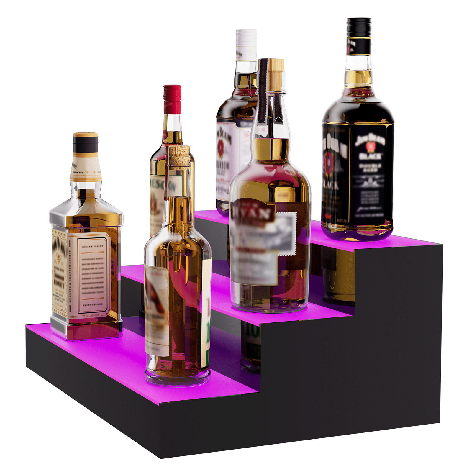 16/48/72"1-4 Steps LED Lighted Liquor Bottle Display Bar Shelf App Control - Picture 26 of 134