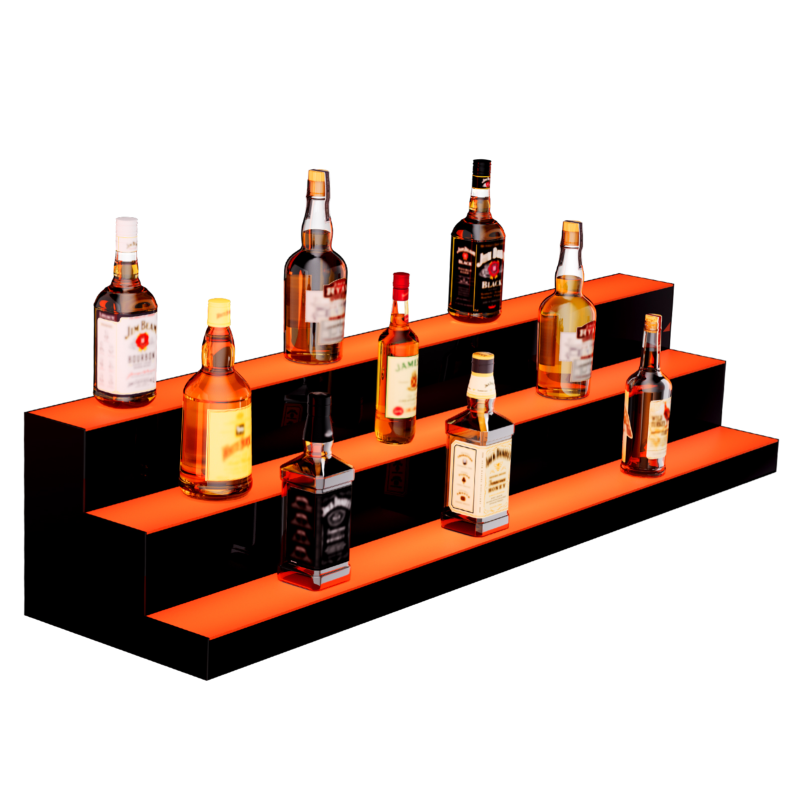 16/48/72"1-4 Steps LED Lighted Liquor Bottle Display Bar Shelf App Control - Picture 13 of 134