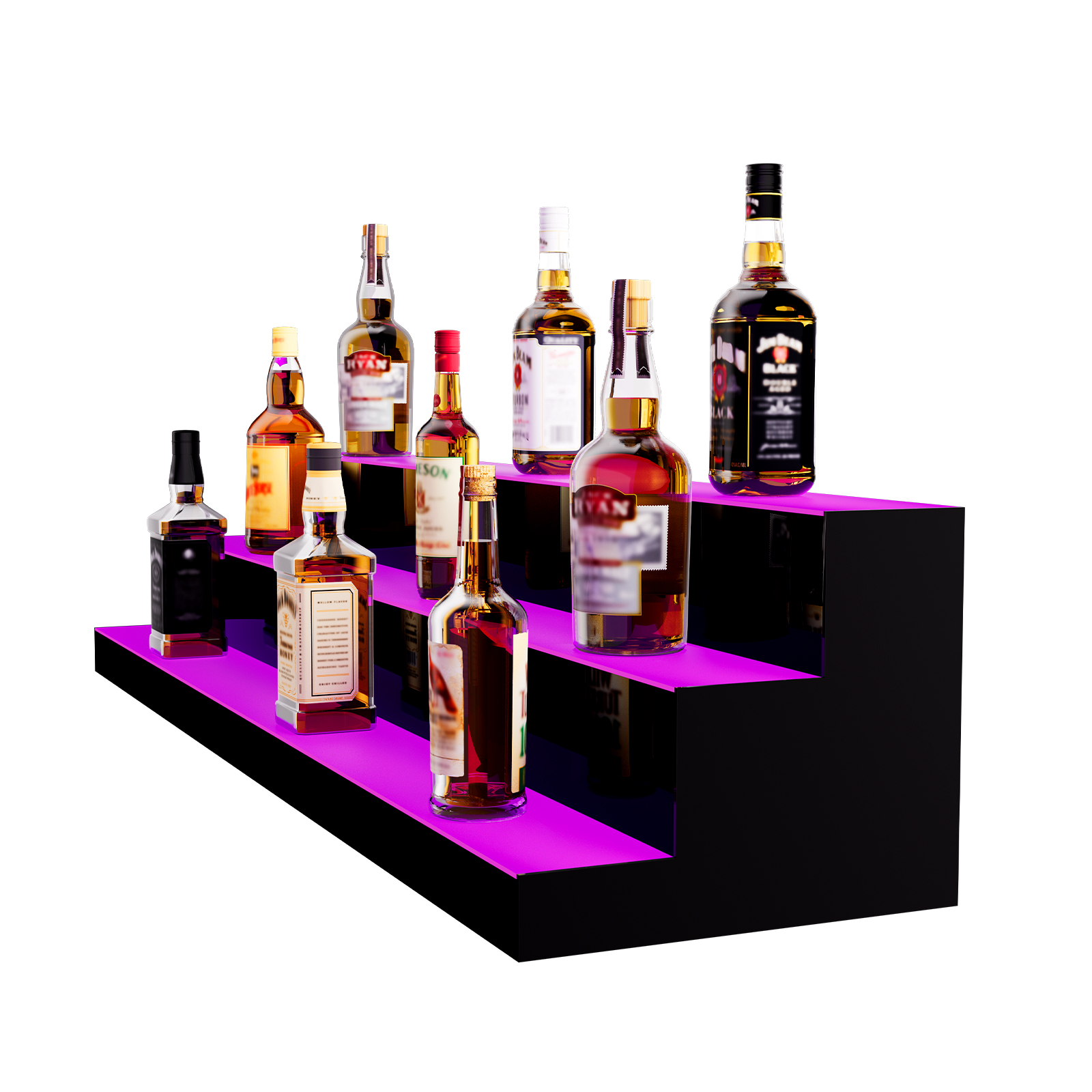 16/48/72"1-4 Steps LED Lighted Liquor Bottle Display Bar Shelf App Control - Picture 14 of 134