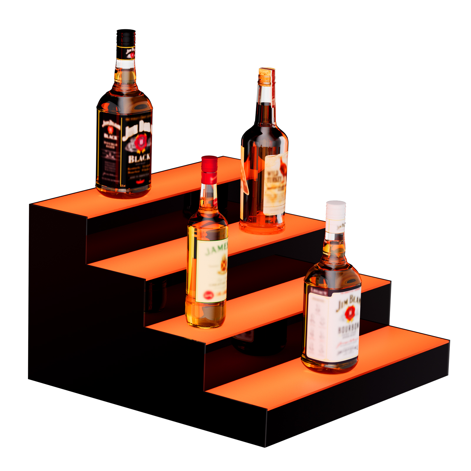 16/48/72"1-4 Steps LED Lighted Liquor Bottle Display Bar Shelf App Control - Picture 133 of 134