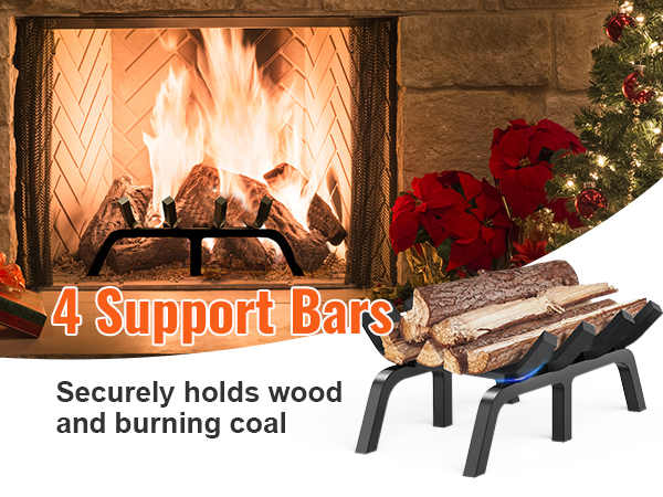 18 in. Fireplace Log Grate Heavy-Duty Steel Firewood Burning Rack Holder
