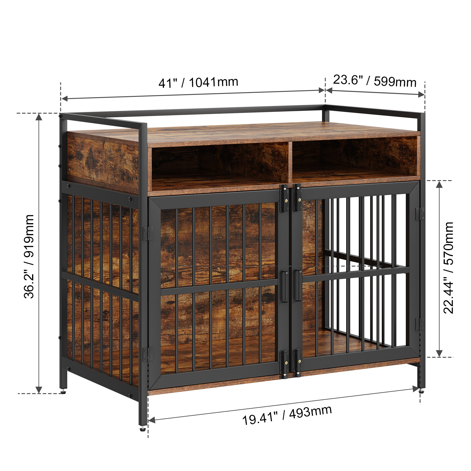 VEVOR Furniture Style Dog Crate with Storage, 41 inch Dog Crate