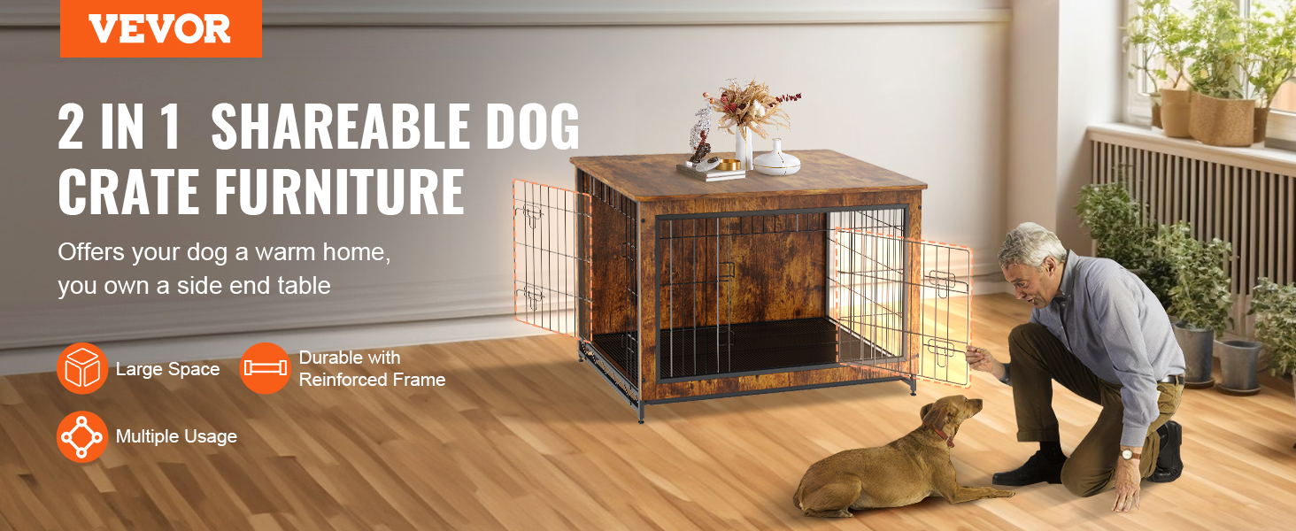 Wooden Dog Crate,Indoor Pet Crate End Table,Furniture Removable