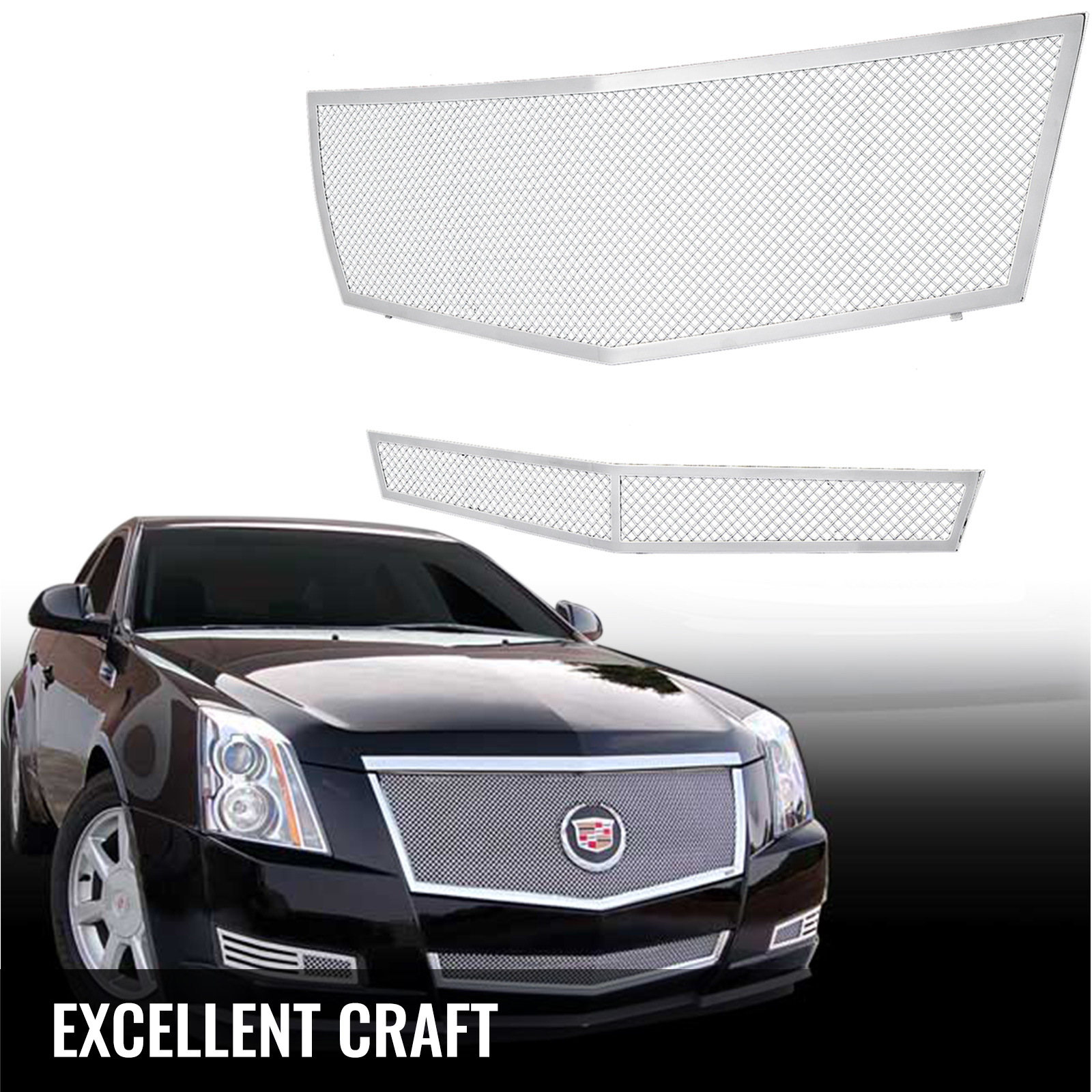 Mesh Grille Combo Fits 2008-2013 Cadillac CTS Stainless Steel Upper ...