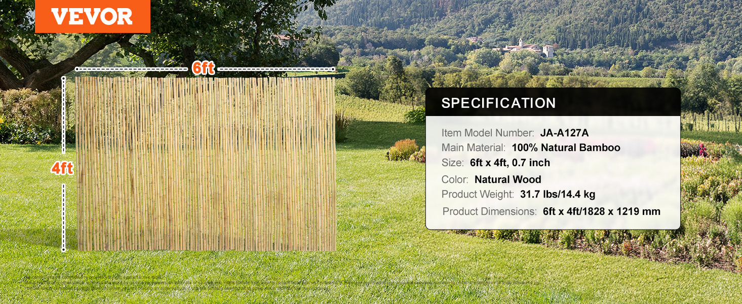 VEVOR Bambusmatte Sichtschutzzaun Sichtschutz Bambus Gartenzaun 1,8x1,2m |  eBay.de