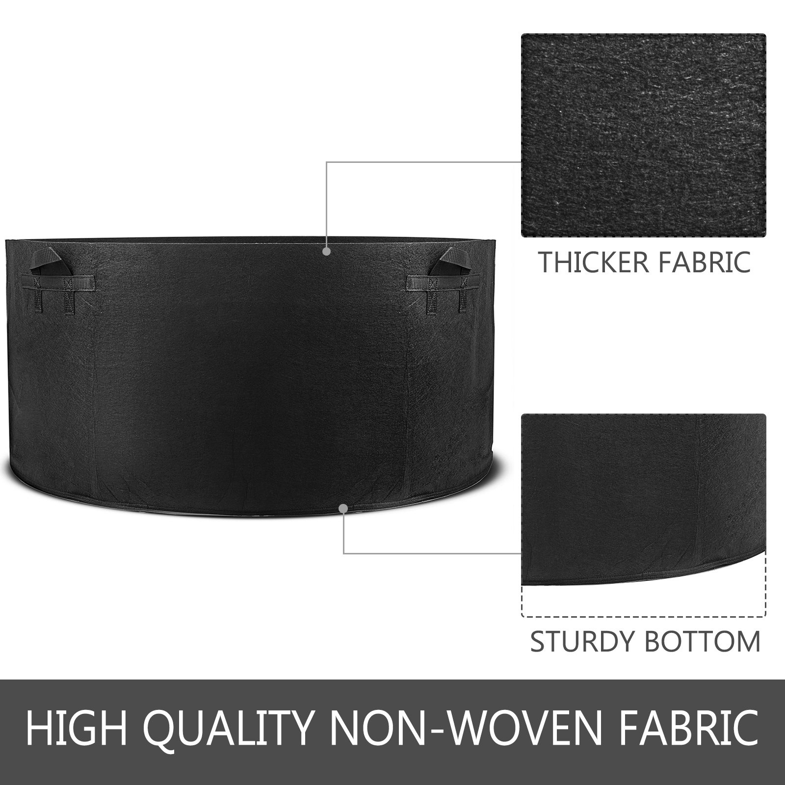 VEVOR 10Pack 300 Gallon Plant Grow Bag Aeration Fabric Pots with Handles Black Grow Bag Plant