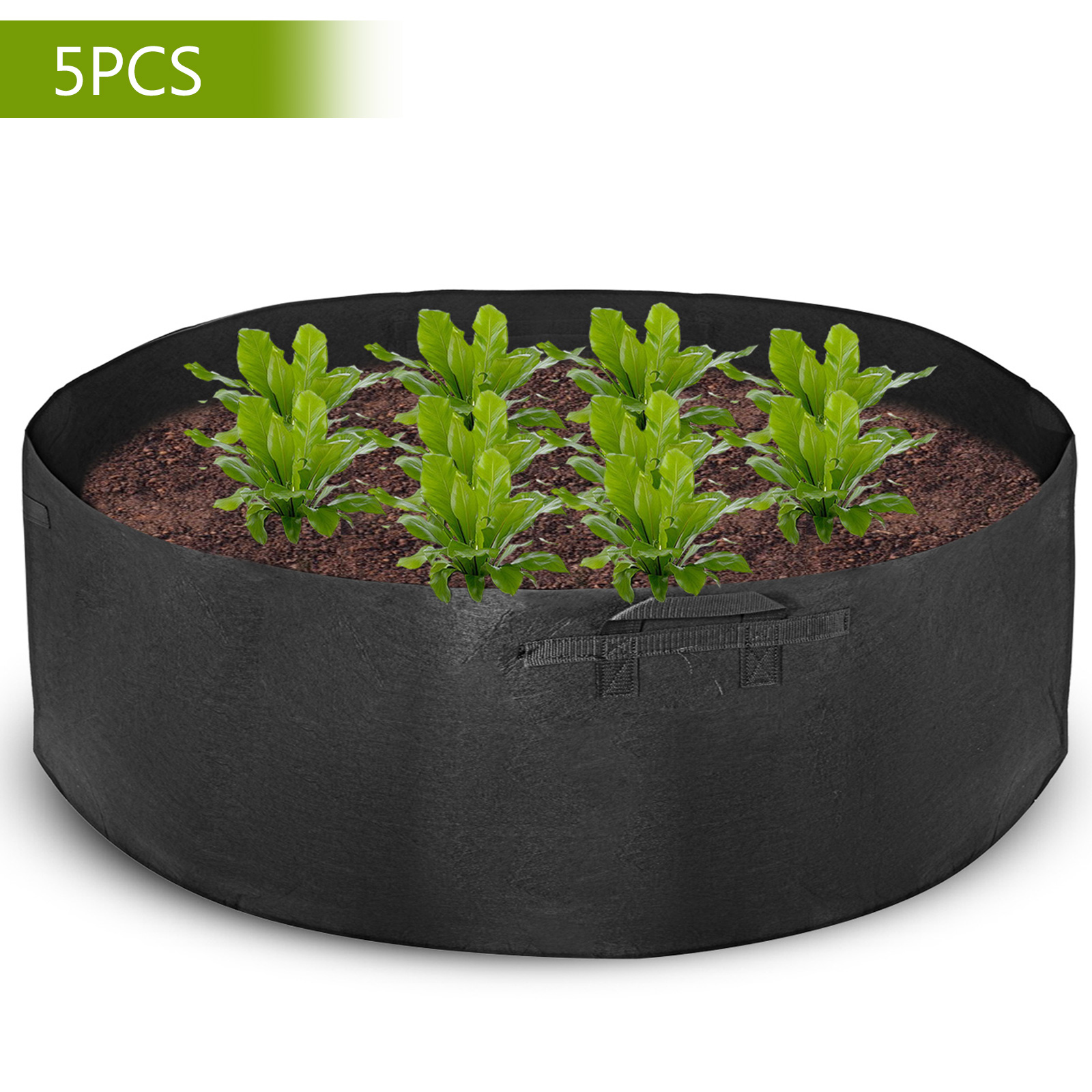 5PCS Grow Bags Fabric Planters Plant Pot Marijuana Balcony Garden 3/5/10Gallon