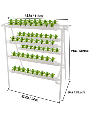 72Hole Hydroponic Grow Kit 4Layer Ladder Plant Vegetable Hydrokultur Kit PVC-U