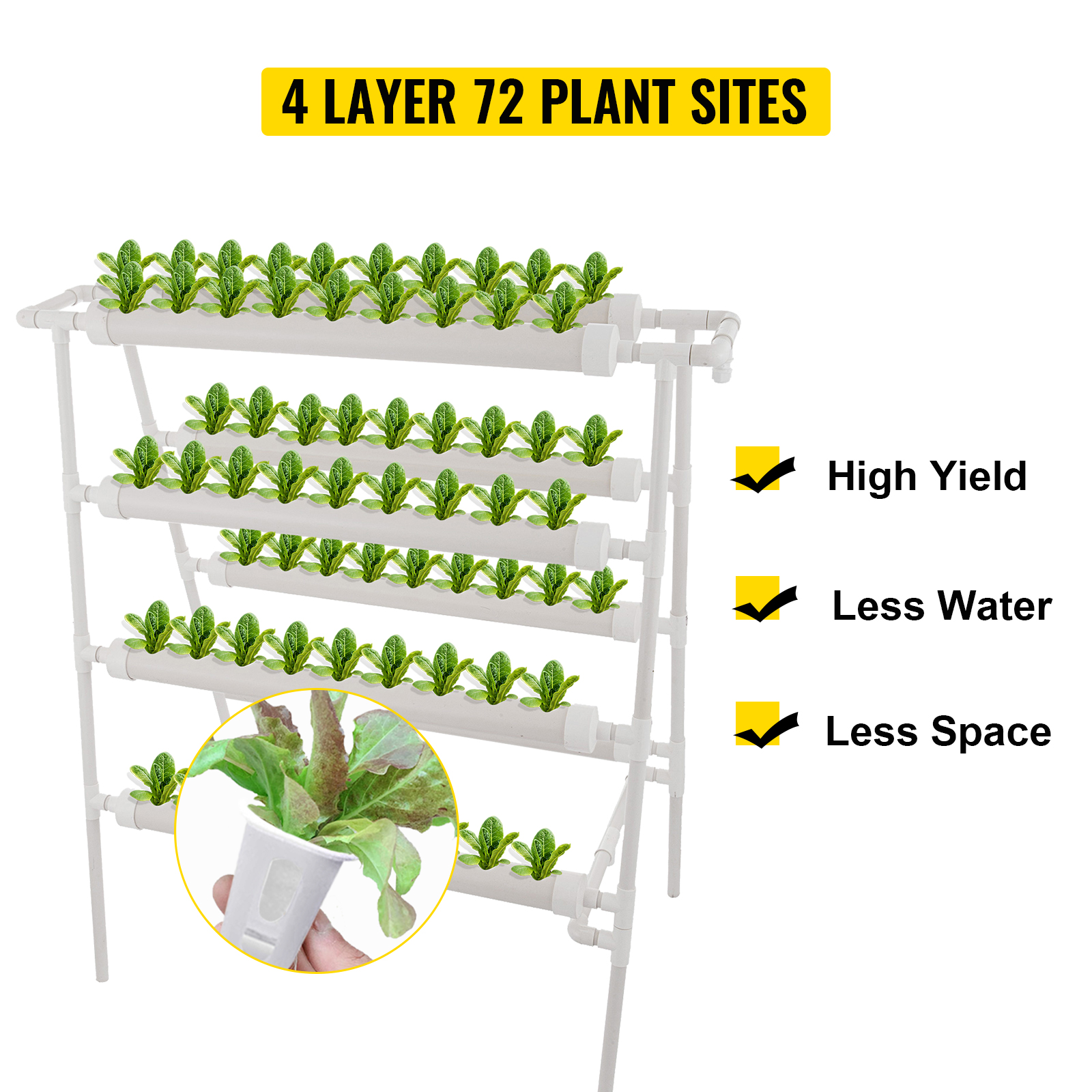 EBTOOLS Hydroponic Site Grow Kit,36 Holes Hydroponic Rack Plant System Grow Kit Water Culture Piping Site Plant Soilless Growing Systems for Home Balcony Garden 