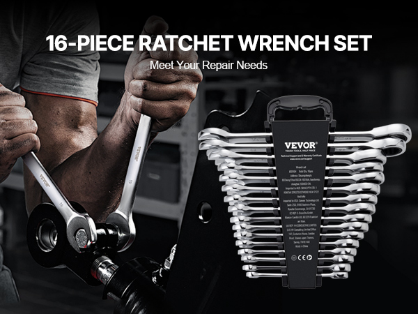 VEVOR Set Chiavi Combinate 24 Pezzi - Chiavi A Cricchetto SAE/Metriche, Con Organizer, In Acciaio Cr-V - Foto 5